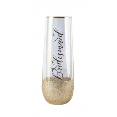 Stemless Champagne Bridesmaid Glass Rose Gold Glitter Stemless Champagne Bridesmaid Glass Rose Gold Glitter